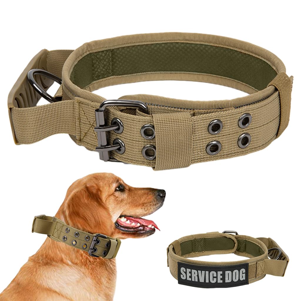 Qpets Dog Collar Nylon Tactical Dog Collar with D Ring & Handle Adjustable Dog Collar with Reflective Safety Strip Dog Training Collar for Medium Large Dogs(XL, 20''-25.5'') Qpets Dog Collar Nylon Tactical Dog Collar with D Ring & Handle Adjustable Dog Collar with Reflective Safety Strip Dog Training Collar for Medium Large Dogs(XL, 20''-25.5'')